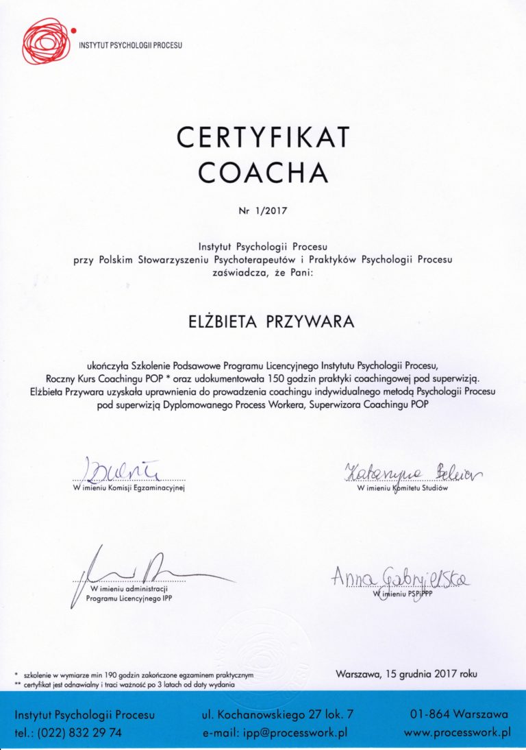 Certyfikat Coacha